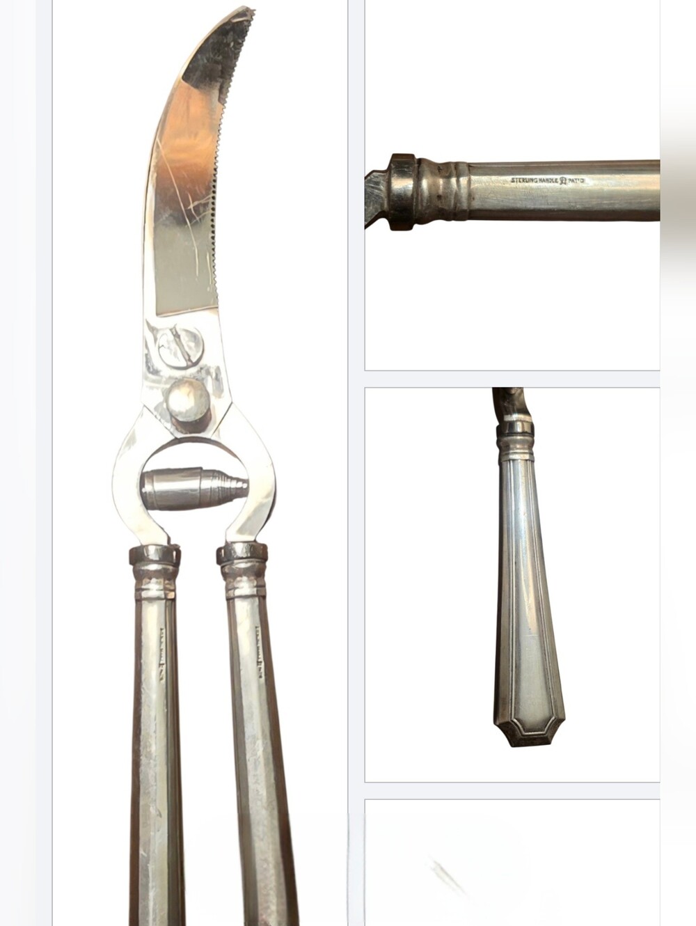 Antique Sterling Silver Handle Lobster shears / scissors by Wm. B. Durgin & Co.